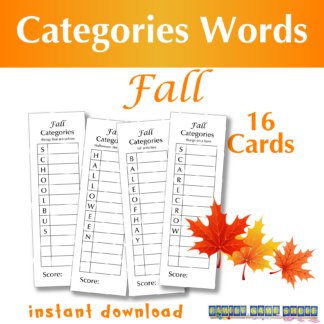 Fall Categories Words Game