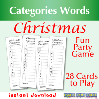 Categories Words Christmas. Fun party game. 28 cards to play. Instant download