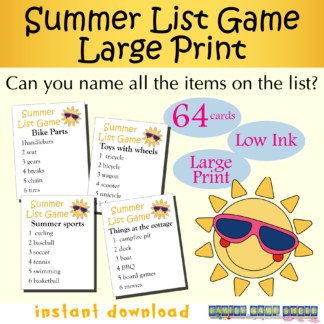 Summer List Game - Large Print
