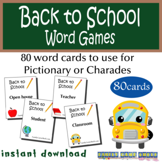 Back to School Word Games for Pictionary or Charades