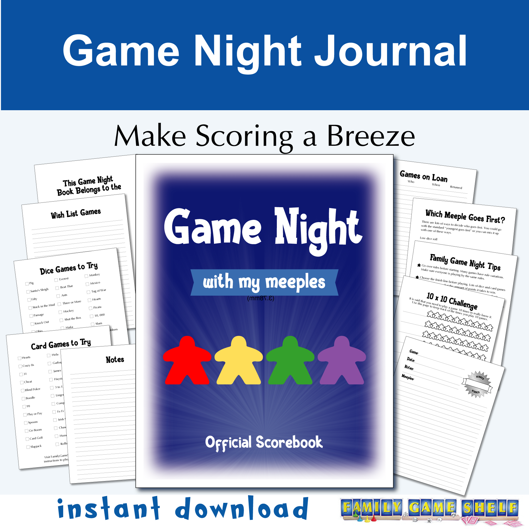 Game Night with my Meeples Scorebook