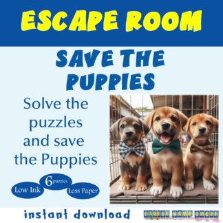 Save the Puppies escape room for kids. Solve the puzzles and save the puppies. 6 puzzles