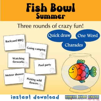 Printable Fish Bowl Summer party game. Three rounds of crazy fun. Quick draw, one word, charades. instant download