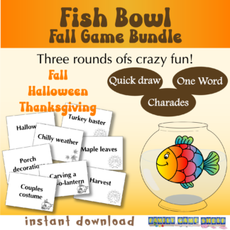 Fish Bowl Fall Bundle. Three rounds of crazy fun! Quick draw, One Word, Charades. Pintable family board game. instant download