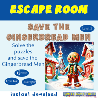 Escape room for kids Save the gingerbread Men. Solve the puzzles and save the Gingerbread Men. Level 2. Less ink, less paper. Instant download.