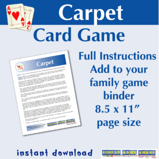 The Carpet card game. full instructions. Add to your gamily game binder. 8.5 x 11" page size. Instant download