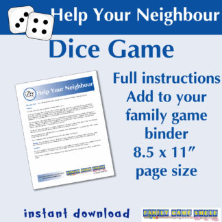 Help Your Neighbour dice game. Full instructions. Add to your family game binder. 8.5 x 11" Instant download.