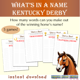 What's in a Name? Kentucky Derby game. How many words can you make with the wining horses name? Instant download.