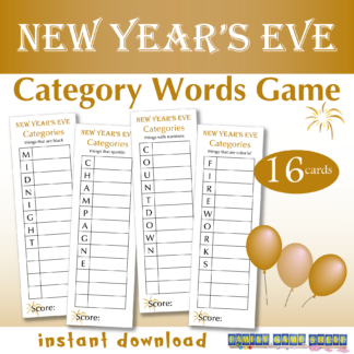 New Year's Eve Category Words Party Game