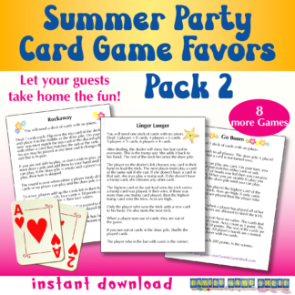 Summer Party Favors Card Games Printable gift for students, Pack 2