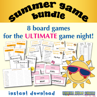 Summer game bundle. 8 board games for the Ultimate game night. Instant download