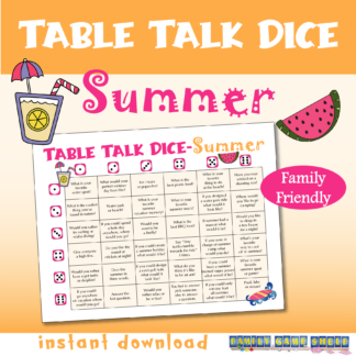Summer Table Talk Family Friendly Conversation starters. Instant download