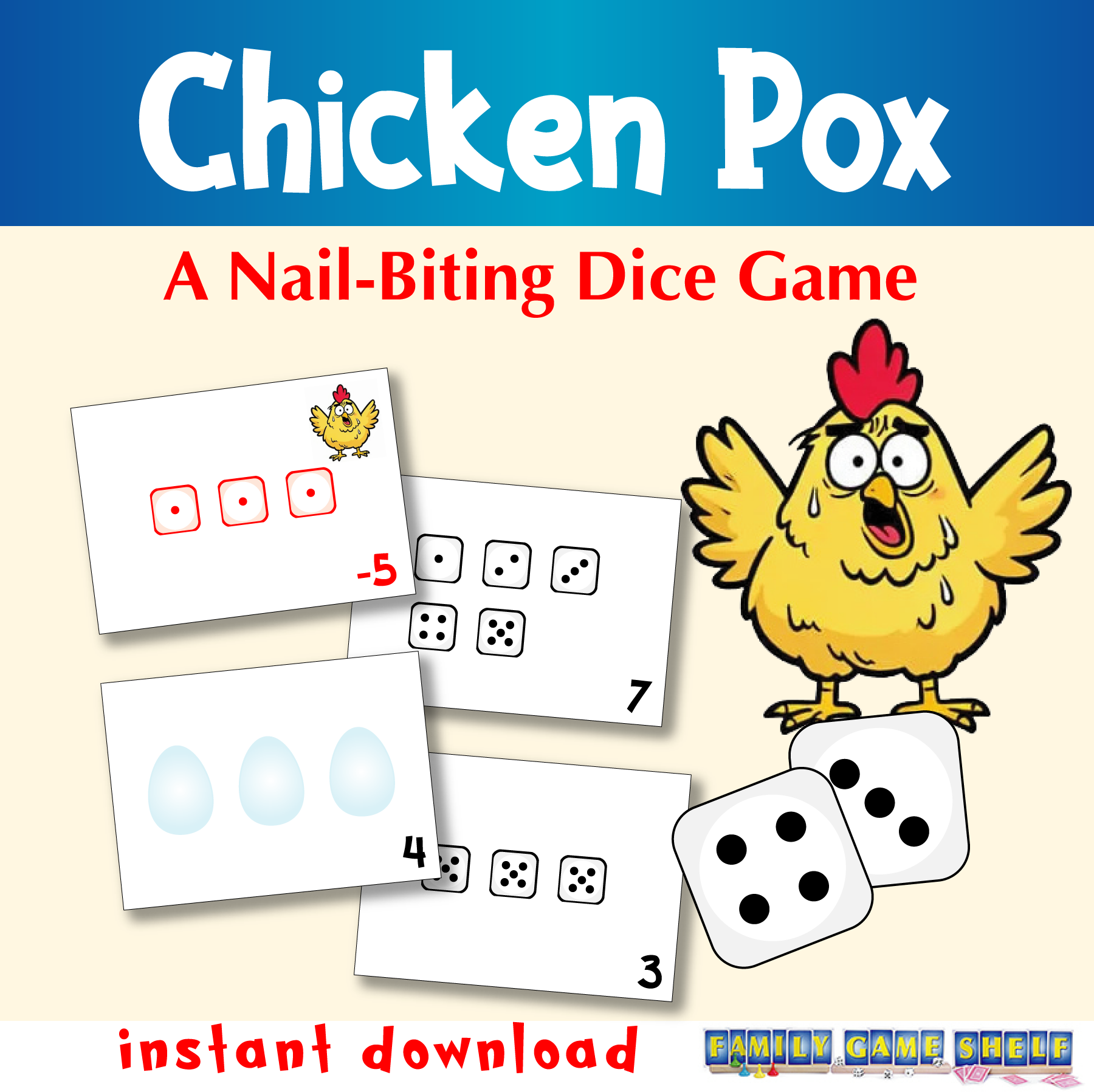 Chicken Pox. A Nail-Biting Dice Game. instant download